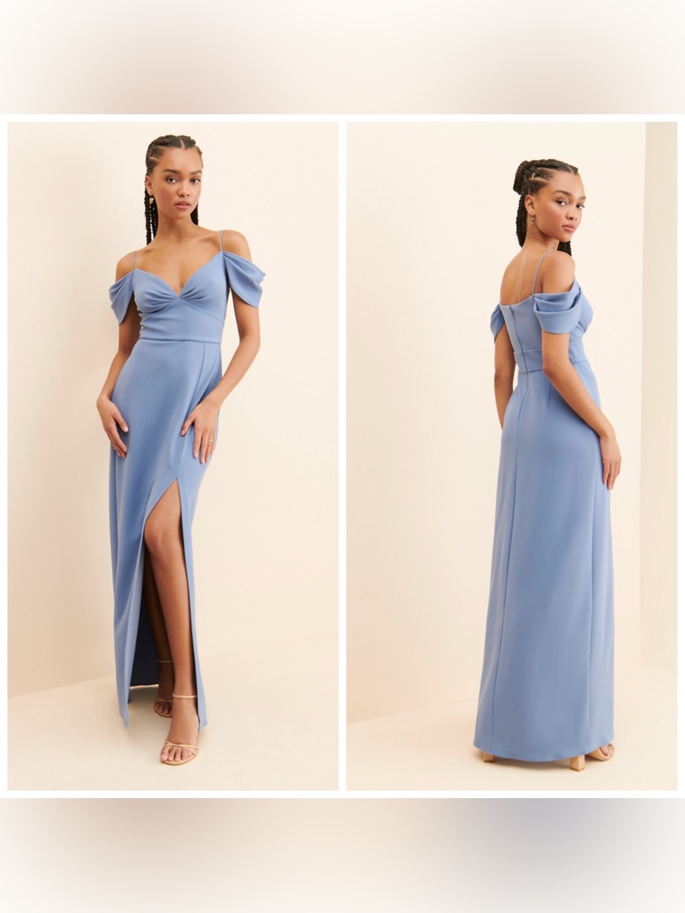 Sachin & Babi Brittany Off The Shoulder Gown Maxi Dress Blue Size 2